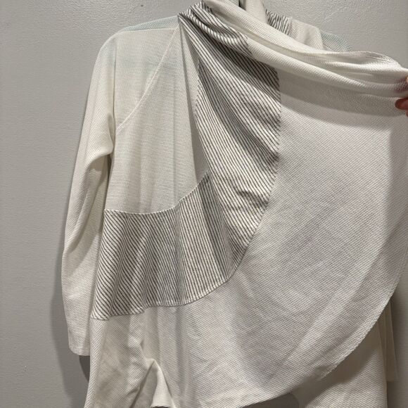 Soft Surroundings Cardigan Sweater Open Front Raw Hem Lagenlook Women sz L White - Picture 2 of 7